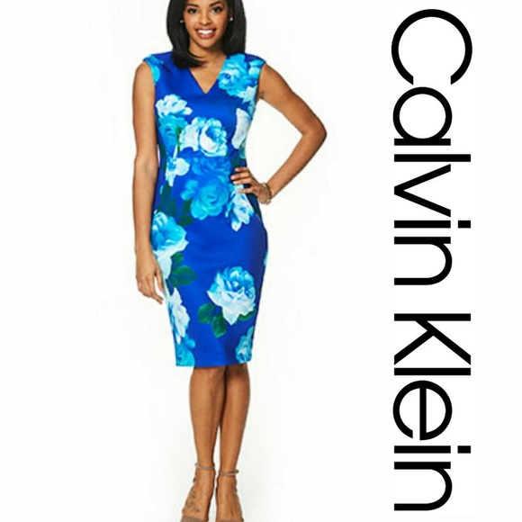 Calvin klein floral scuba dress Clearance